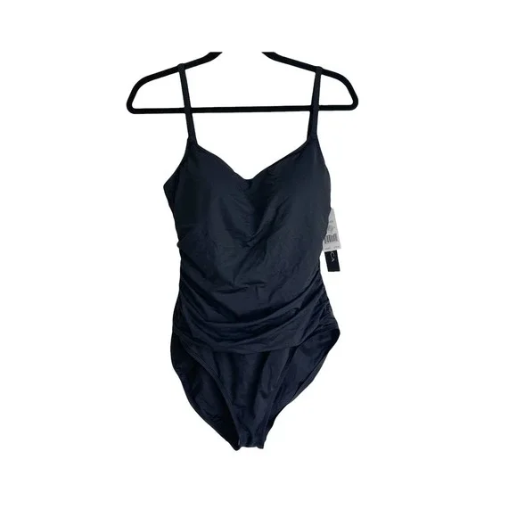 New La Blanca Women's Black Island Goddess One-piece Swimsuit Size 14 NWT - Picture 2 of 12